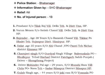 जिला किन्नौर में हुए लैंडस्लाइड में अभी तक मलवे से निकाले घायलों व मृतकों की सूची