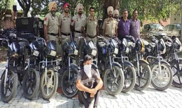 पुलिस के हत्थे चढ़ा बाइक चोर गिरोह का एक सदस्य,  दस बाइक भी बरामद