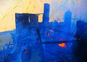 आग की भेंट चढ़ा तीन मंजिला मकान, पशुशाला भी जलकर हुई राख