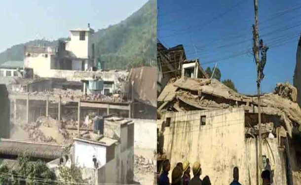 चार मंजिला पुरानी इमारत गिरने से दबे दो मजदूर, रेस्क्यू ऑपरेशन जारी..