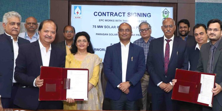एसजेवीएन द्वारा 75 मेगावाट परासन सोलर पावर प्रोजेक्ट के लिए अनुबंध हस्ताक्षरित