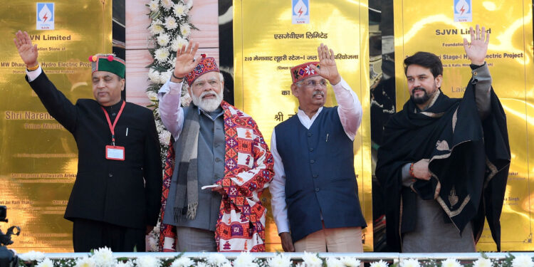 प्रधानमंत्री द्वारा एसजेवीएन की 210 मेगावाट लूहरी स्टेज-1 जल विद्युत परियोजना और 66 मेगावाट धौलासिद्ध जल विद्युत परियोजना की आधारशिला तथा 382 मेगावाट सुन्नी बांध जल विद्युत परियोजना के ग्राउंड ब्रेकिंग सेरेमनी का शुभारंभ किया गया