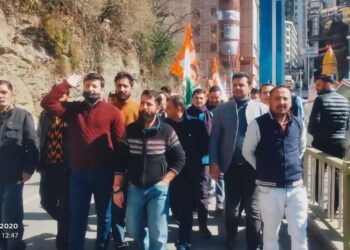 शिमला युवा कांग्रेस ने केंद्र की मोदी सरकार के द्वारा पेश किए गए युवा और किसान विरोधी बजट के खिलाफ किया धरना प्रदर्शन