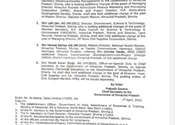 IAS व  HAS अधिकारी इधर से उधर, BDO  भी बदले, देखें अधिसूचना…….