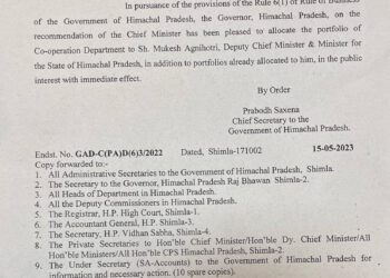 उप मुख्यमंत्री मुकेश अग्निहोत्री को दिया एक और महकमा, देखें जारी अधिसूचना….