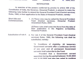 हिमाचल सरकार ने कर्मचारियों के GPF के लिए बनाए रूल,देखें