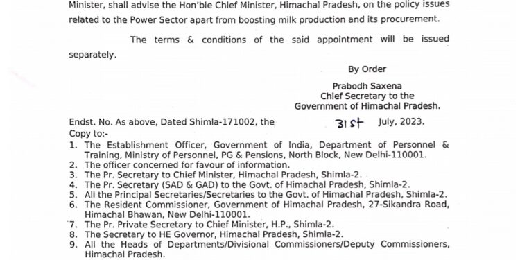हिमाचल प्रदेश में भारी प्रशासनिक फेरबदल, रामसुभग सिंह को रिटायरमेंट के बाद सौंपा अहम दायित्व, देखिए सूची…..