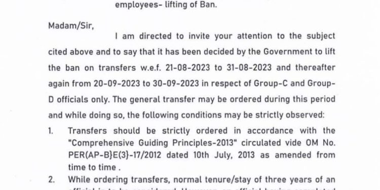 हिमाचल में सरकारी कर्मचारियों के तबादले पर लगा प्रतिबंध हटा, अब हो सकेंगे तबादले, देखें आदेश…