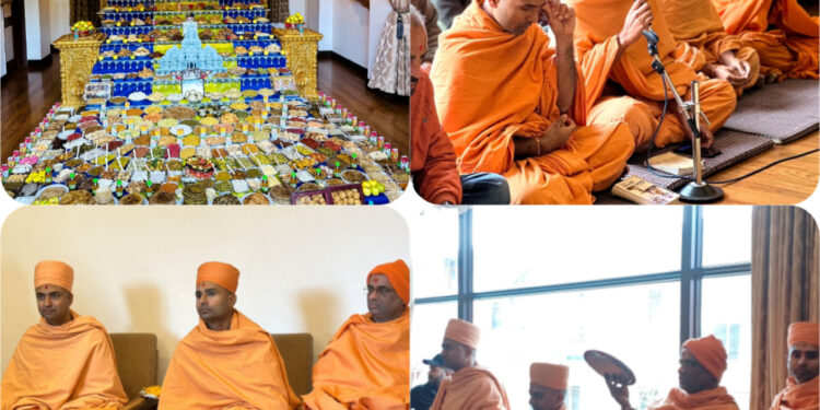 न्यू शिमला स्थित स्वामिनारायण अक्षरधाम मंदिर में अन्नकूट उत्सव मनाया गया