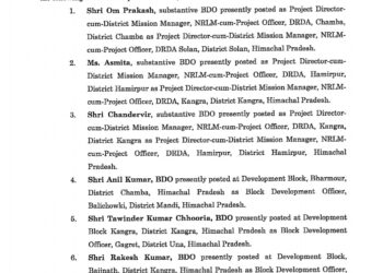 प्रदेश में 30 BDO के तबादले, देखें सूची