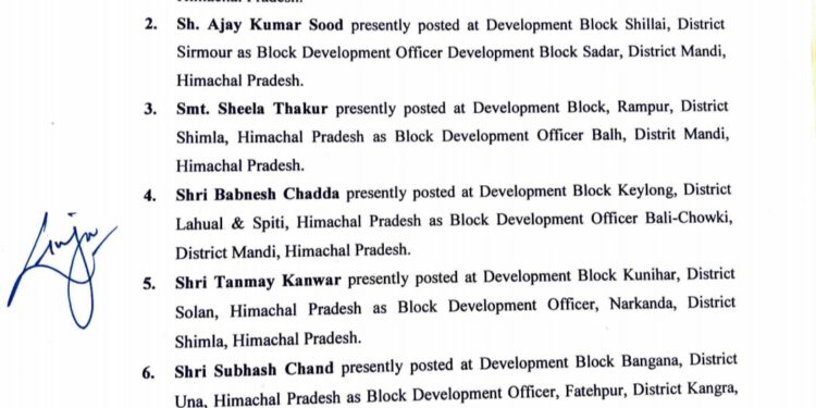 सरकार ने BDO के तबादले किए, देखिए….