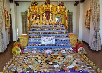 न्यू शिमला स्थित स्वामिनारायण अक्षरधाम मंदिर में अन्नकूट उत्सव मनाया गया