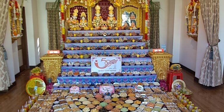 न्यू शिमला स्थित स्वामिनारायण अक्षरधाम मंदिर में अन्नकूट उत्सव मनाया गया