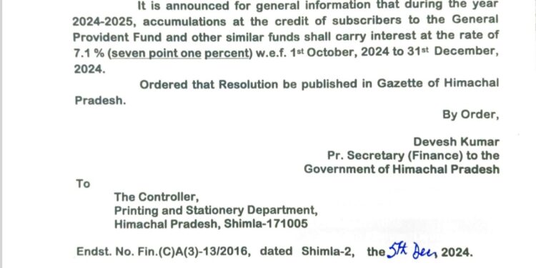 GPF पर ब्याज की दर को लेकर अधिसूचना जारी, देखिए