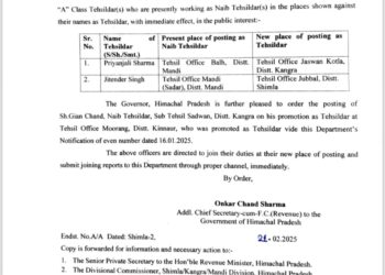 दो तहसीलदारों के तबादले, एक को दी तैनाती, देखिए