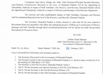 पटवारी, कानूनगो और नायब तहसीलदार का हुआ राज्य कैडर, अधिसूचना जारी, देखिए……