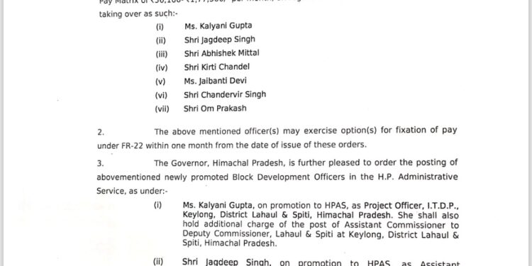 7 BDO पदोन्नत, बने HAS, पदोन्नति के बाद दी तैनाती साथ ही 5 HAS के तबादले, एक का तबादला रद्द, देखें किसे कहां लगाया कौन हुआ पदोन्नत