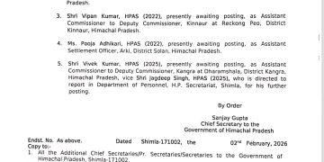 नियुक्ति का इंतजार कर रहे 5 HAS अधिकारियों को दी तैनाती