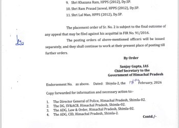 हिमाचल में 11 DSP पदोन्नत, बने ASP, देखिए किसे मिला पदोन्नति का तोहफा