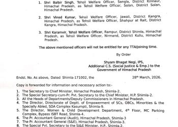 सामाजिक न्याय एवं अधिकारिता विभाग में पदोन्नति और तबादले, देखिए अधिसूचना…